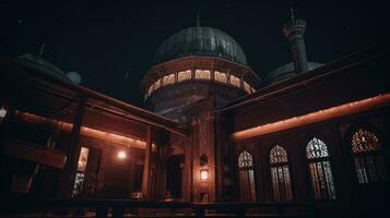 Beautiful grand mosque at night view photo