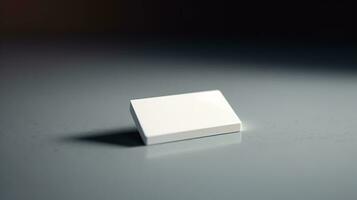 Blank white business card, Close-up mockup. photo