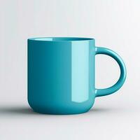 blue mug mockup isolated on white background photo