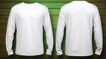 Blank white t-shirt mockup, front and back view photo