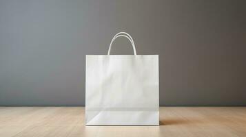 Blank white paper shopping bag mockup photo