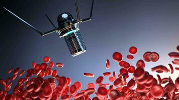 video di nanobot riparazione danneggiato sangue cellule, nanotecnologie concetto