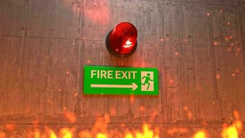 Emergency exit sign with siren light, Direction to the emergency exit. video