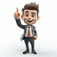 a happy 3d business man on transparent white background photo