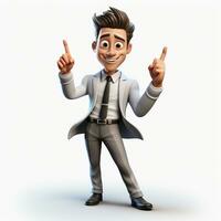 a happy 3d business man on transparent white background photo