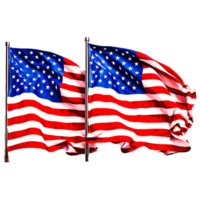 twee golvend Verenigde Staten van Amerika vlaggen geïsoleerd generatief ai png