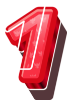 3D Red Bold Indonesia Number 1 png