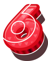 3D Red Bold Indonesia Number 6 png