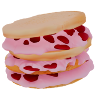 Strawberry whip cream sandwich on transparent background 3d illustration. Pro PNG
