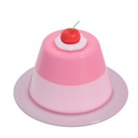 Strawberry pudding 3D Illustration Icon Pro PNG