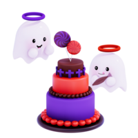 3D Cute ghost halloween illustration png pro