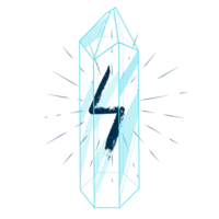 ligne art cristal avec rune Sowelu. curatif transparent guérison quartz. bleu clair brillant gemme. la magie pierre png