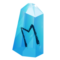 cristal com textura runa ehwaz. curativo transparente cura quartzo. azul Claro brilhante gema. Magia pedra png