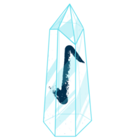 linje konst kristall med runa eihwaz. botande transparent läkning kvarts. blå klar ljus pärla. magi sten png