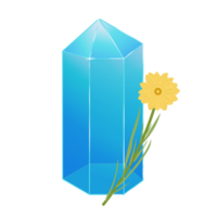 cristal. curatif transparent guérison quartz. pente clair brillant gemme avec fleur. floral la magie pierre png