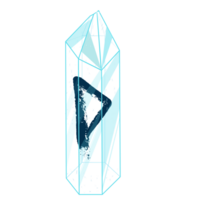 linea arte cristallo con runa wunjo. curativo trasparente guarigione quarzo. blu chiaro luminosa gemma. Magia pietra png