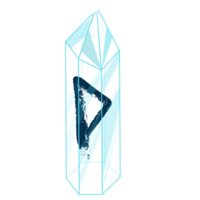 Linie Kunst Kristall mit Rune Wunjo. heilend transparent Heilung Quarz. Blau klar hell Juwel. Magie Stein png