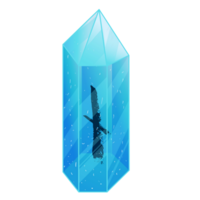 cristal com textura runa nauthiz. curativo transparente cura quartzo. azul Claro brilhante gema. Magia pedra png