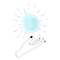 céleste mystique ligne mains avec bleu scintillant pente quartz cristal. ésotérique symboles png