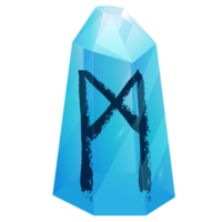 Crystal with Texture Rune Mannaz. Curative Transparent Healing Quartz. Blue Clear Bright Gem. Magic Stone png