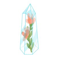 Outline Crystal. Curative Transparent Healing Quartz with Floral,Flowers. Gradient Clear Bright Gem with Frame. Magic Stone png