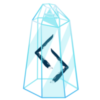 ligne art cristal avec rune Jera. curatif transparent guérison quartz. bleu clair brillant gemme. la magie pierre png