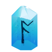 kristall med textur runa ac. botande transparent läkning kvarts. blå klar ljus pärla. magi sten png