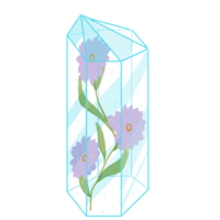 Outline Crystal. Curative Transparent Healing Quartz with Floral,Flowers. Gradient Clear Bright Gem with Frame. Magic Stone png