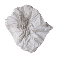 Single screwed or crumpled tissue paper or napkin in strange shape after use in toilet or restroom isolated with clipping path in png file format