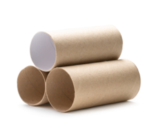 Short tissue paper cores in stack isolated with clipping path and shadow in png file format.