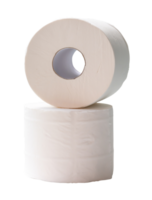 Two rolls of white tissue paper or napkin is stack isolated on white background with clipping path in png file format