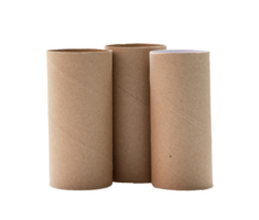 Short tissue paper cores in stack isolated with clipping path in png file format