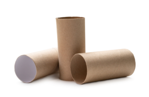 Short tissue paper cores in stack isolated with clipping path. and shadow in png file format