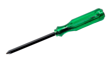 Black screwdriver with green handle isolated with clipping path in png file format