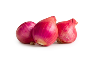 Fresh red onions in stack isolated with clipping path and shadow in png file format.