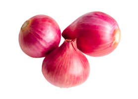 Top view of fresh red onions in stack isolated with clipping path in png file format