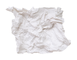 Single screwed or crumpled tissue paper or napkin in strange shape after use in toilet or restroom isolated with clipping path in png file format