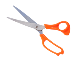 Multipurpose scissors with orange handle isolated with clipping path in png file format