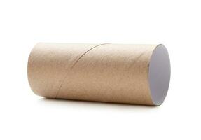 single lying tissue paper roll core isolated on white background with clipping path. photo