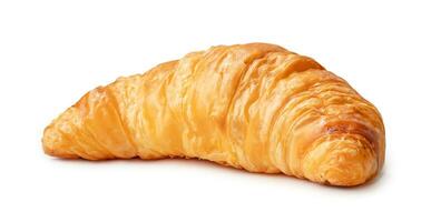 Front view of single croissant isolated on white background with clipping path photo