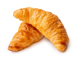 Two pieces of croissant in stack isolated with clipping path and shadow in png file format