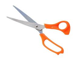 Multipurpose scissors with orange handle isolated on white background with clipping path. photo