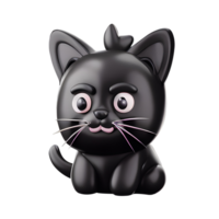 schattig 3d zwart kat png