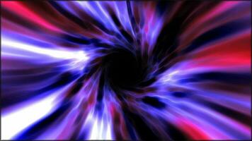 Purple hypertunnel spinning speed space tunnel made of twisted swirling energy magic glowing light lines abstract background video