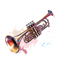 Watercolor of Musical Instruments Ai Generative png