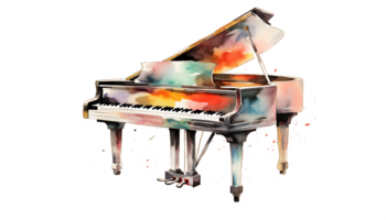 Watercolor of Musical Instruments Ai Generative png