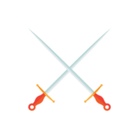 Cartoon game sword on transparent background. Crossed Knight Sword Ancient Weapon Cartoon Design png