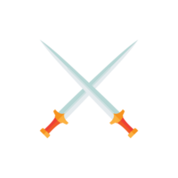 Cartoon game sword on transparent background. Crossed Knight Sword Ancient Weapon Cartoon Design png