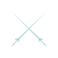 Cartoon game sword on transparent background. Crossed Knight Sword Ancient Weapon Cartoon Design png
