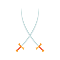 Cartoon game sword on transparent background. Crossed Knight Sword Ancient Weapon Cartoon Design png